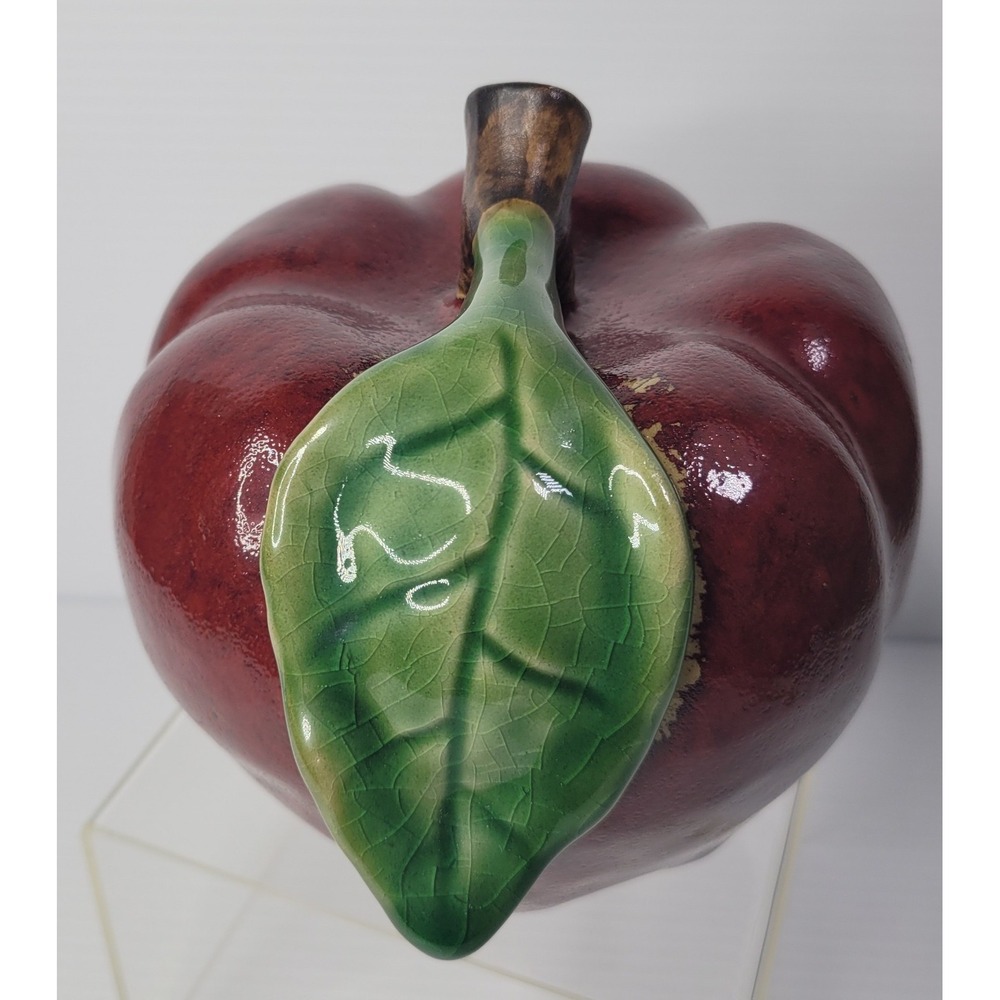 Large Red Apple Italian Majolica 7" Pottery Figurine Unique